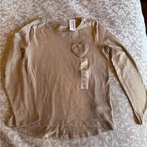 Tan Long Sleeve Top with Heart Detail-Old Navy